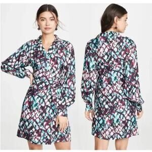 Saloni Mari Silk Printed Wrap-Style Mini Dress